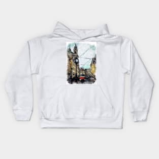 Prague City Streets Travel Poster Series watercolor ink edition 05 Kids Hoodie